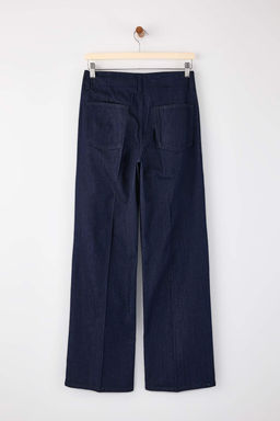 Koyu Mavi Nervur Detayl? Yuksek Bel Wide Leg Jeans TWOSS26JE00018