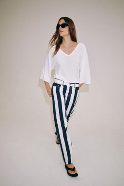 JEANS ZW COLLECTION RECTOS TIRO MEDIO RAYAS / Blanco / Marino