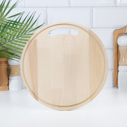 Доска разделочная деревянная с желобом Круг 26х26х0,8 см береза - Simaland фото 2