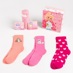 Подарочный набор термос и носки 3 пары KAFTAN Красотка, р. 37-39 (23-25 см)  фото 2