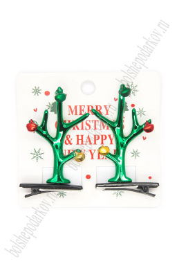 Новогодние заколки Рожки (1 пара) SF-7562, зеленый №10