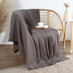 Плед вафельный «Этель» Waffle, 180×240 см, вафля 195 г/м², серый