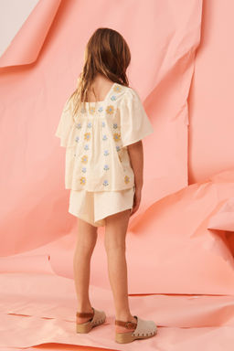 BERMUDA FLORES BORDADAS PUNTO DE CRUZ LIMITED EDITION / Crema - Zara фото 3