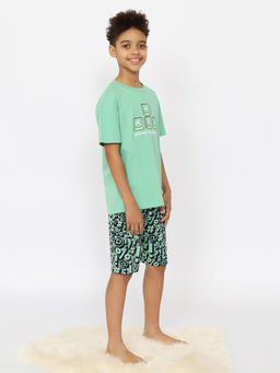 CRB wear/CSJB 50166-37 Пижама для мальчика (футболка, шорты),зеленый/Ex.Cherubino  фото 4