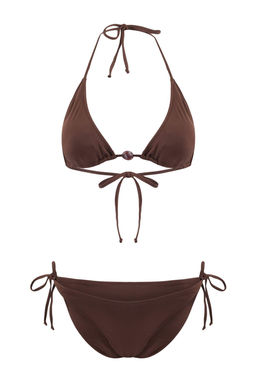 Kahverengi Ucgen Kapl? Aksesuarl? Normal Bel Regular Bikini Tak?m? TBESS26BT00054