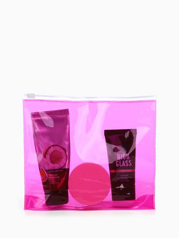 Косметичка для бассейна с застёжка зип-лок, прозрачная/малиновая