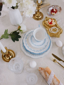 Чайная пара WY Royal blue, фарфор, 220 мл, голубая