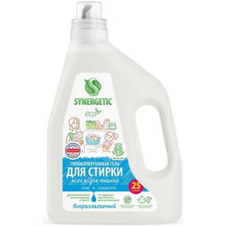 Гель для стирки SYNERGETIC PURE универсальный, без отдушек, концентрат 0+, 1.5 л
