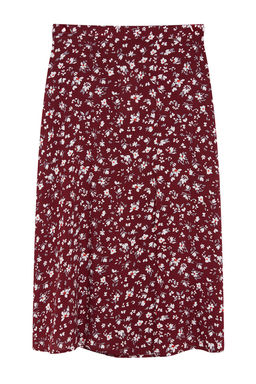 Bordo Y?rtmac Detayl? Cicek Desenli Viskon Kumasl? Midi Dokuma Etek TWOSS20ET0230