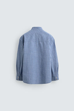 CAMISA RELAXED FIT CUADROS TEXTURA / Azul - Zara фото 8