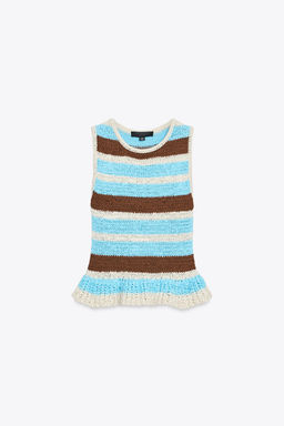 STRIPED KNIT TOP WITH RUFFLE - Zara фото 12