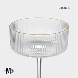 Бокал для шампанского Magistro «Орион», 300 мл, 10.5×14 см, стекло, с золотой отводкой, прозрачный