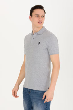 Мужская серая меланжевая базовая футболка с воротником поло - U.s. polo assn фото 15