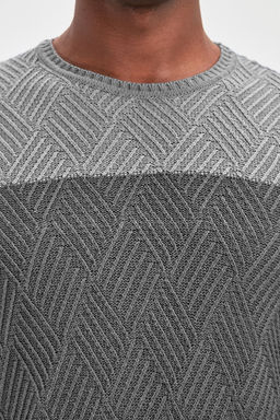 TRENDYOL MAN Indigo Regular Bisiklet Yaka Renk Bloklu Kazak TMNAW20LS0026 - Trendyolmilla фото 18