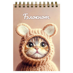 Цена за 2 шт. Блокнот, А6, 80 л, арт. 70968 КОТЕНОК В ШАПОЧКЕ