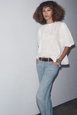 ZW COLLECTION EMBROIDERED ROMANTIC BLOUSE - Zara фото 9