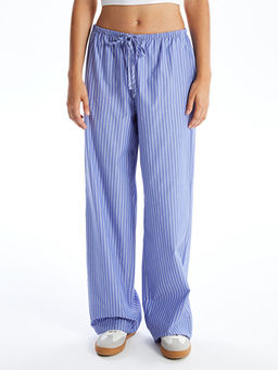 Beli Lastikli Rahat Kal?p ?izgili Kad?n Pantolon