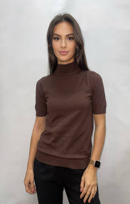 K13034 Джемпер (вязаный трикотаж) КОРИЧНЕВЫЙ