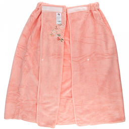 Парео махровое "Свежий букет" 70х175см, хлопок 100%, на резинке с липучкой, на кнопке, с вышивкой; с чалмой на пуговице 68х25см, розовый (Китай)