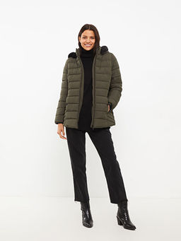 Kap??onlu D?z Uzun Kollu Kad?n ?i?me Mont - Waikiki фото 3