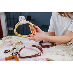 Ручки для сумки, 2 шт., бамбук, 17×12 см, толщина 0.8 см