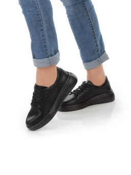 05-PDD180-6 BLACK Кроссовки женские (натуральная кожа)