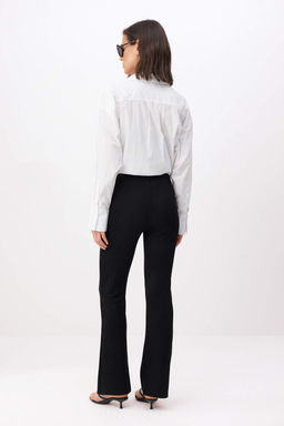 Siyah Flare/Ispanyol Paca Par?lt?l? Normal Bel Uzun Orme Pantolon TWOSS26PL00155 - Trendyolmilla фото 4