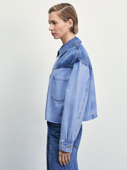 Джинсовая рубашка-пэчворк / Zarina  фото 4