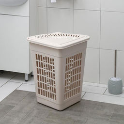Корзина для белья угловая, 45 л, 37×50×56 см, с крышкой, слоновая кость