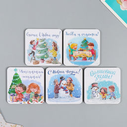 Цена за 5 шт. Магнит на холодильник «Дети», дерево, 7×7 см, 5 видов, МИКС