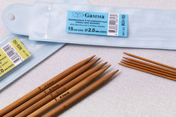 Спицы GAMMA 5-ти компл. чулочные BC5-15D бамбук d 3.0 мм 15 см 5 шт карамельные  фото 5