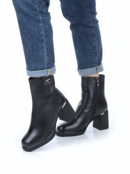 04-M3-2271 BLACK Ботильоны зимние женские (натуральная кожа, натуральный мех)