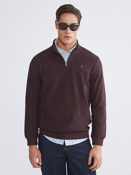 Fermuarl? Dik Yaka Erkek Sweatshirt