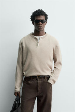 COTTON BLEND HENLEY JUMPER - Zara фото 10