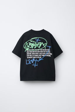 CAMISETA ESTAMPADO GRAFFITI / Negro - Zara фото 2
