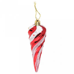 Елочная игрушка фигурка "Сосулька" h13см, витая, пластик, красный, набор 6шт (Россия)