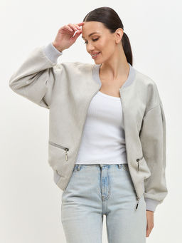 Бомбер из замши OD-868-1 серый OD-868-1 - Tantino фото 3