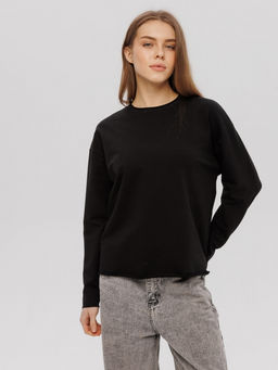 Женский лонгслив из футера 2-х нитки Lingeamo черный ВК-25 (35)
