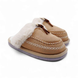 Тапочки меховые 10334 бежевые - Sport фото 4