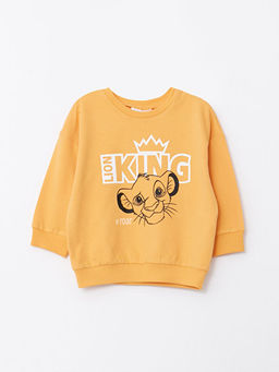 Bisiklet Yaka Aslan Kral Bask?l? Uzun Kollu Erkek Bebek Sweatshirt
