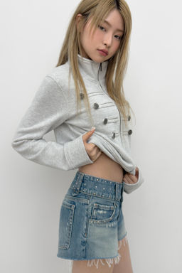 SHORTS MINI DENIM TRF TACHAS / ?ndigo - Zara фото 4
