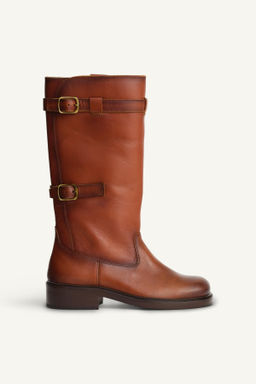 LIMITED EDITION BUCKLED LEATHER BOOTS - Zara фото 5