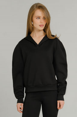 Арт. 1801 Худи женское с капюшоном 42-48 (4 шт) Цвет:черный