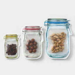 Набор пакетов для хранения сыпучих продуктов Komfi «Баночки», застёжка zip-lock, 3 шт., 150 мл, 500 мл, 900 мл