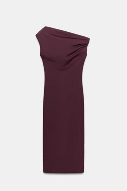 VESTIDO MIDI ASIM?TRICO / Burgundy - Zara фото 7