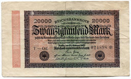 Банкнота 20000 марок 1923 года Германия
