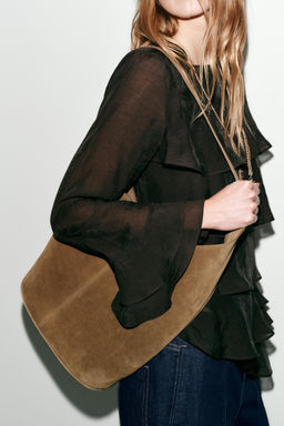 ASYMMETRIC LEATHER BUCKET BAG - Zara фото 10