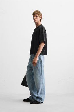 CROPPED FIT DENIM T-SHIRT - Zara фото 4