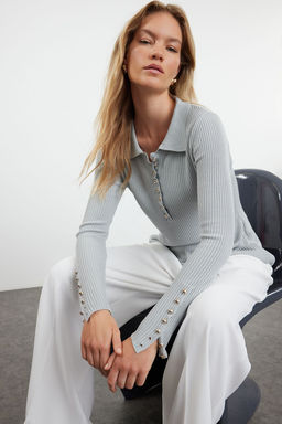 Gri Dugme Detayl? Ince Triko Kazak TWOAW25KZ00083