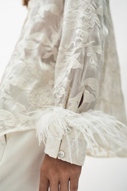 CAMISA BORDADAS PLUMAS / Crudo - Zara фото 5